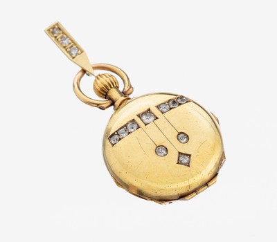 Image Ausgefallener 14 kt Gold Diamant-Medaillon- Anhänger, um 1900, GG 585/000 gepr., ...