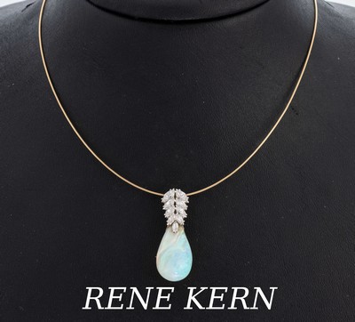 Image RENE KERN Platin Diamant-Opal-Anhänger, Pt,feine Opal-Pampel mit sehr schönem ...