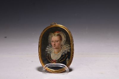 26951558l - Miniatur deutsch, 16./17. Jh., Porträt der Kurfürstin Anna von Dänemark, ...