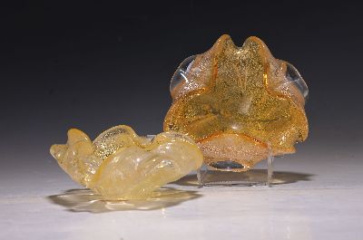 Image 26951563 - Paar Schälchen, Murano, 20. Jh., farbloses Kristallglas, mit Einpuderungen, ...