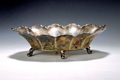 Image 26951584 - Schale, Kopenhagen, 1929, 835er Silber, Hammerschlagdekor, auf 4 Füßen ...