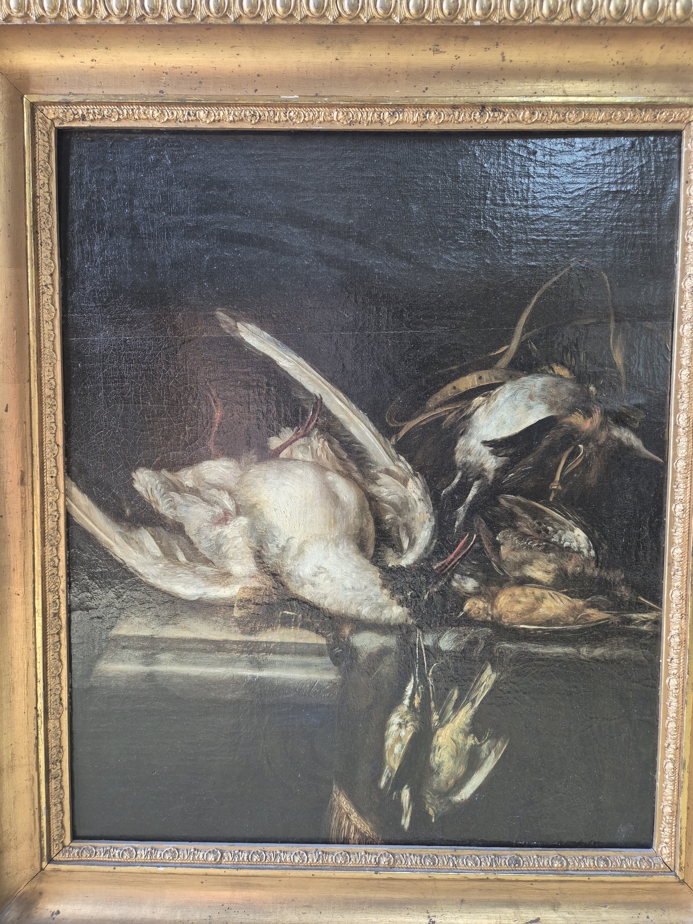 Detail a: Peter IV van der Hülst, 1651-1727 Dordrecht, Jagdstillleben mit erlegten Vögeln, auf Sims signiert und datiert P. van der Hülst 1683, Öl/Lwd auf ...