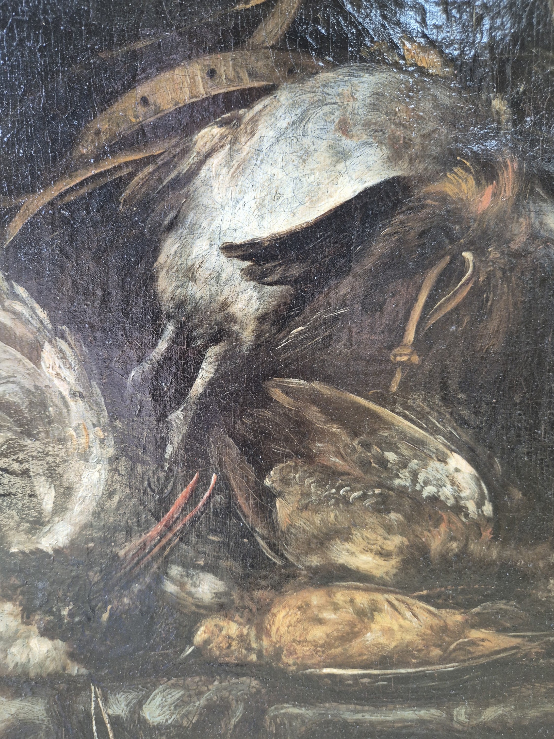 Detail b: Peter IV van der Hülst, 1651-1727 Dordrecht, Jagdstillleben mit erlegten Vögeln, auf Sims signiert und datiert P. van der Hülst 1683, Öl/Lwd auf ...