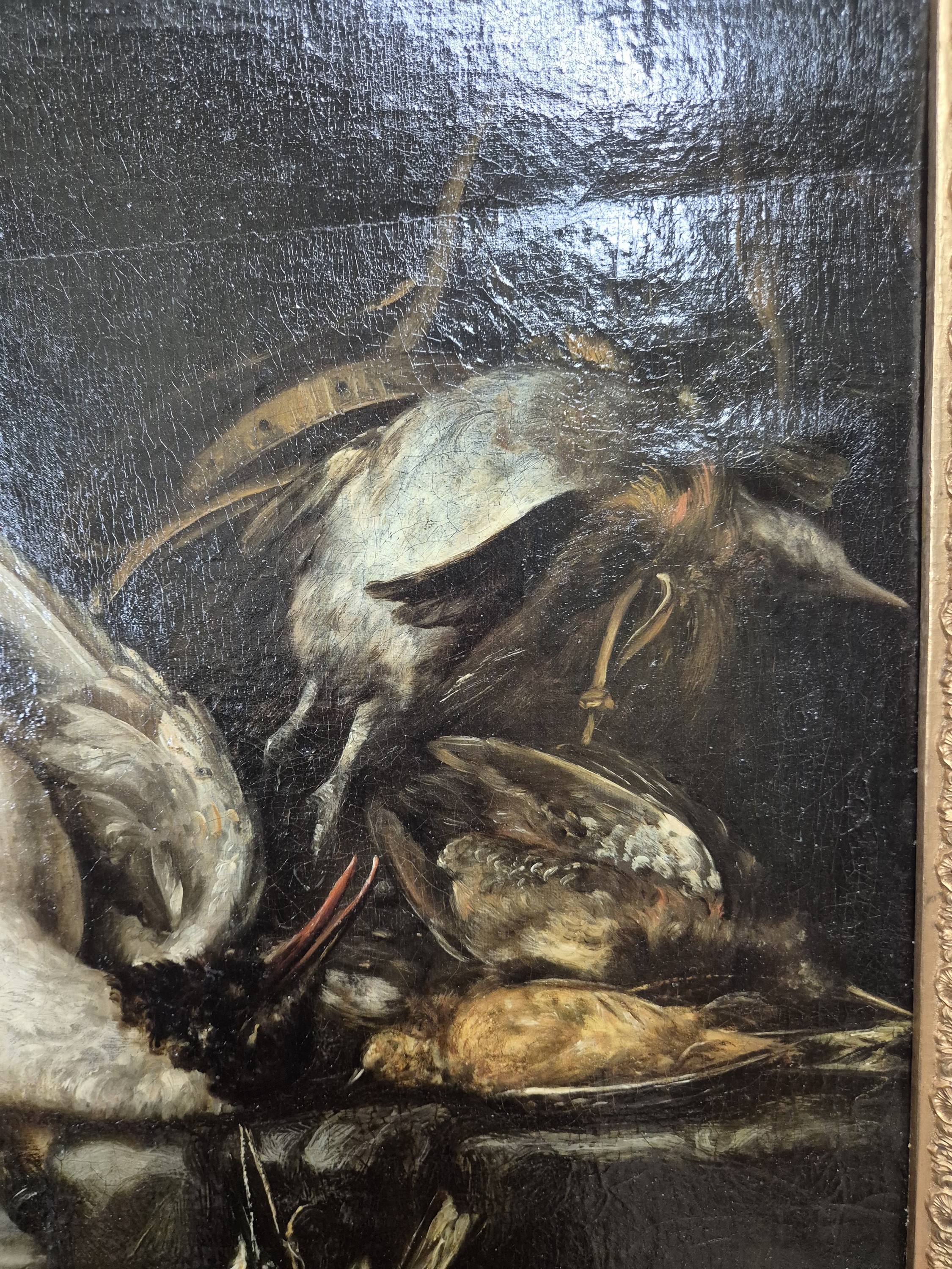 Detail h: Peter IV van der Hülst, 1651-1727 Dordrecht, Jagdstillleben mit erlegten Vögeln, auf Sims signiert und datiert P. van der Hülst 1683, Öl/Lwd auf ...