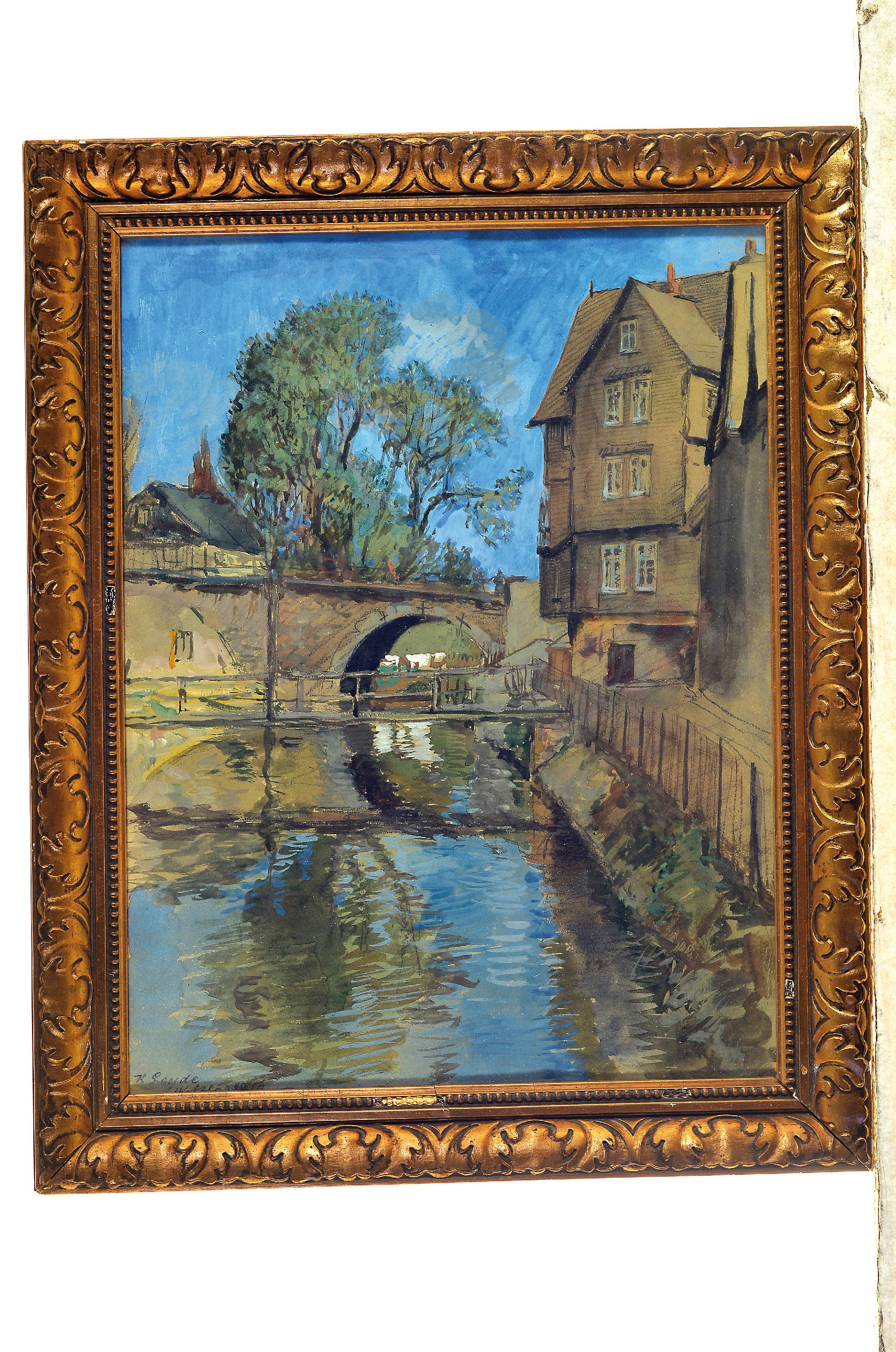 Detail k: Kurt Leyde, 1881-1941 Berlin, Ansicht aus Wetzlar, Aquarell auf Papier, links unten sign., ca. 37x29cm, u.Gl., R. ca. 46x37cm, Leyde studierte an der ...