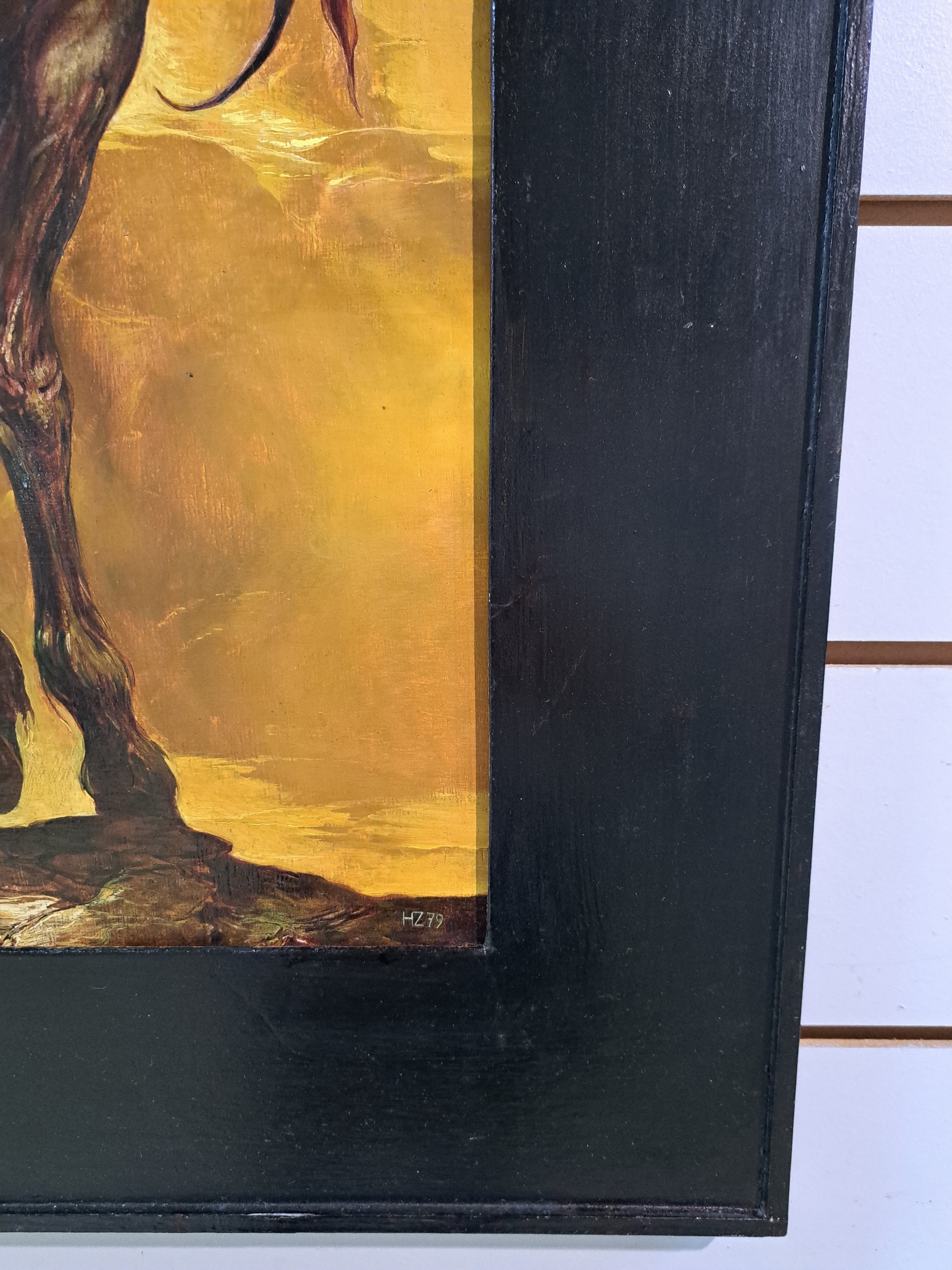 Detail b: Heinz Zander, 1939 Wolfen - 2024 Leipzig, "Die Najade will nun endlich wieder Nymphe werden", Öl/Buchenplatte, re. u. monogrammiertdat. ...