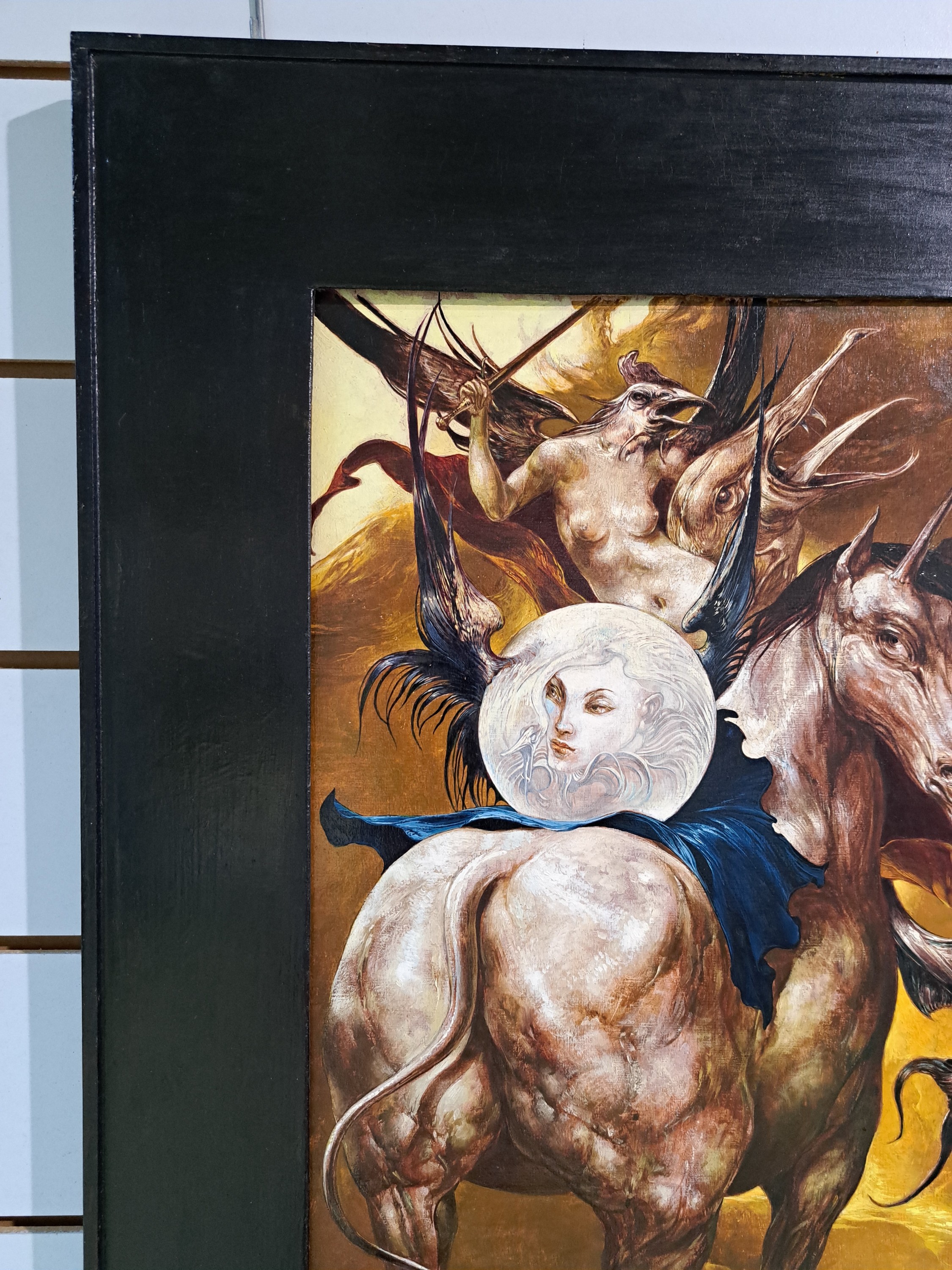 Detail e: Heinz Zander, 1939 Wolfen - 2024 Leipzig, "Die Najade will nun endlich wieder Nymphe werden", Öl/Buchenplatte, re. u. monogrammiertdat. ...
