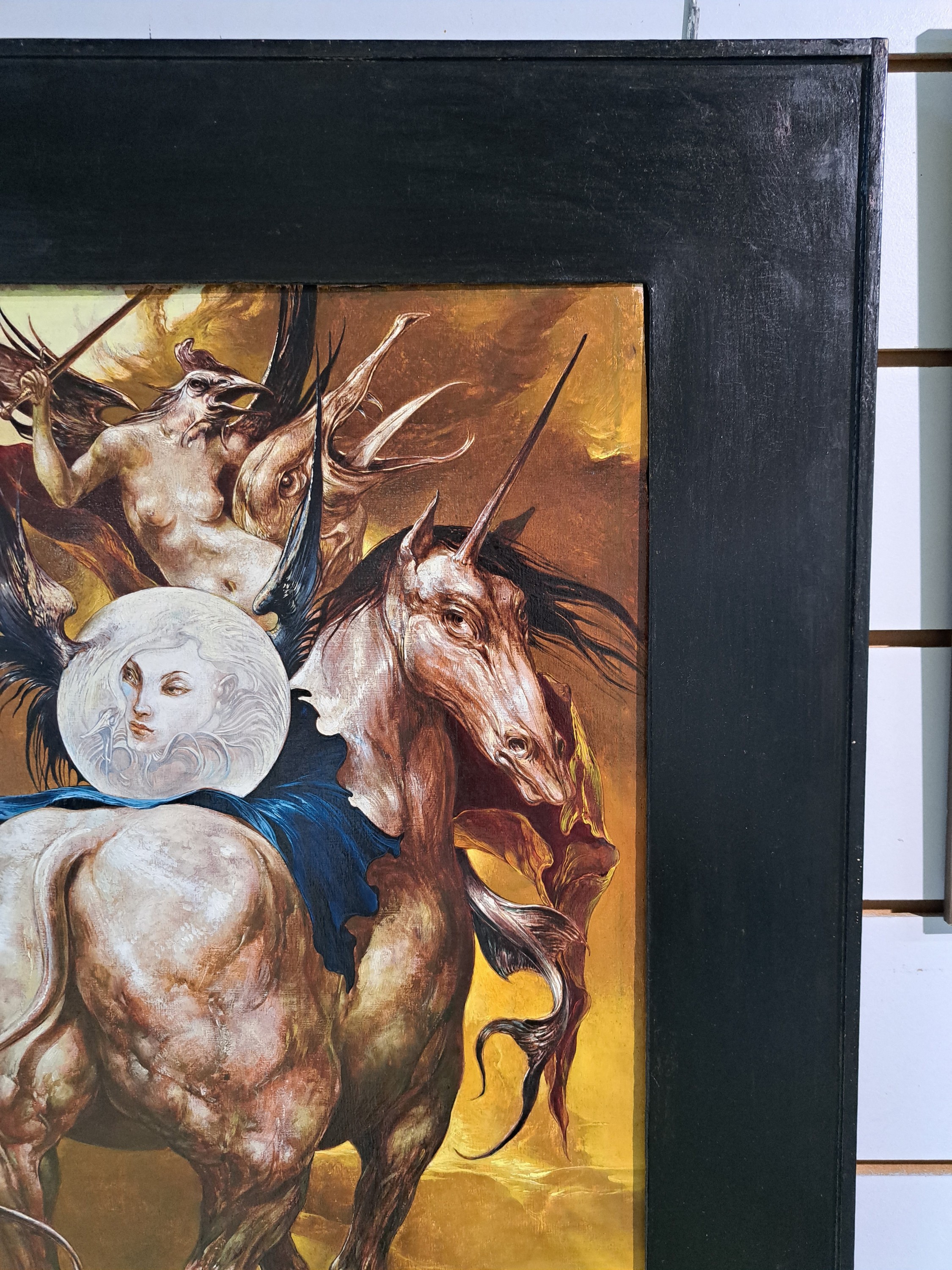 Detail f: Heinz Zander, 1939 Wolfen - 2024 Leipzig, "Die Najade will nun endlich wieder Nymphe werden", Öl/Buchenplatte, re. u. monogrammiertdat. ...