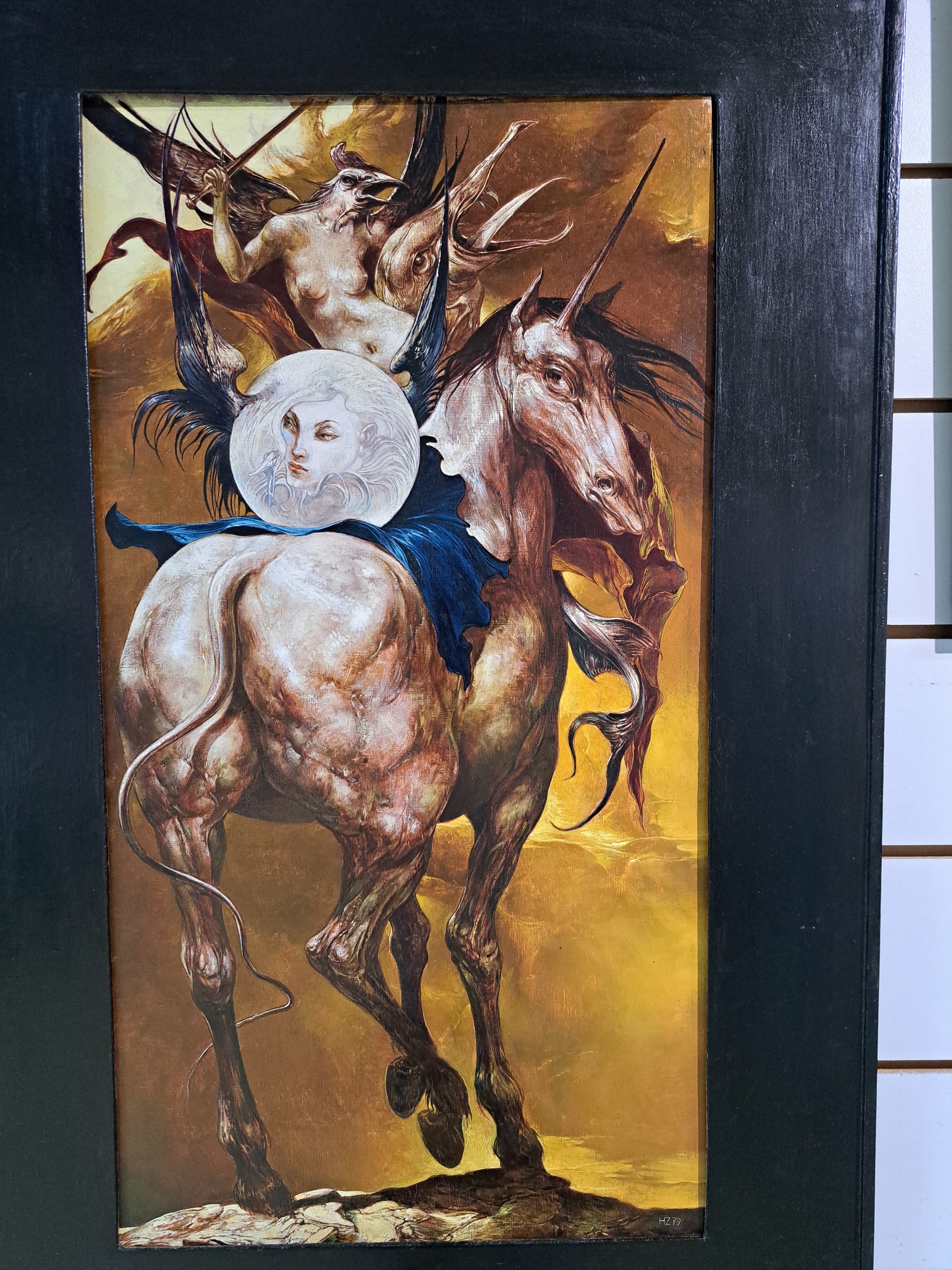Detail g: Heinz Zander, 1939 Wolfen - 2024 Leipzig, "Die Najade will nun endlich wieder Nymphe werden", Öl/Buchenplatte, re. u. monogrammiertdat. ...