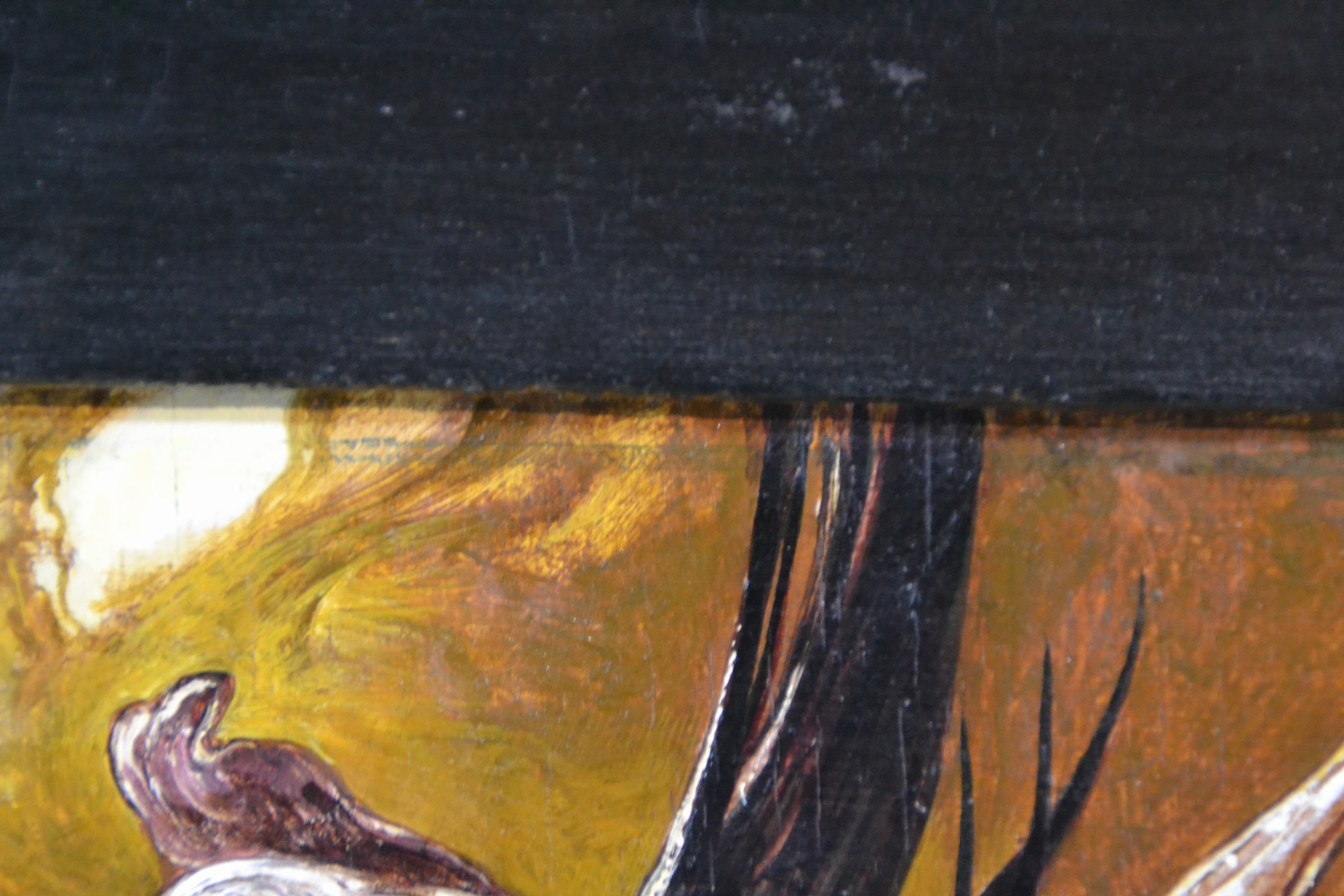 Detail l: Heinz Zander, 1939 Wolfen - 2024 Leipzig, "Die Najade will nun endlich wieder Nymphe werden", Öl/Buchenplatte, re. u. monogrammiertdat. ...
