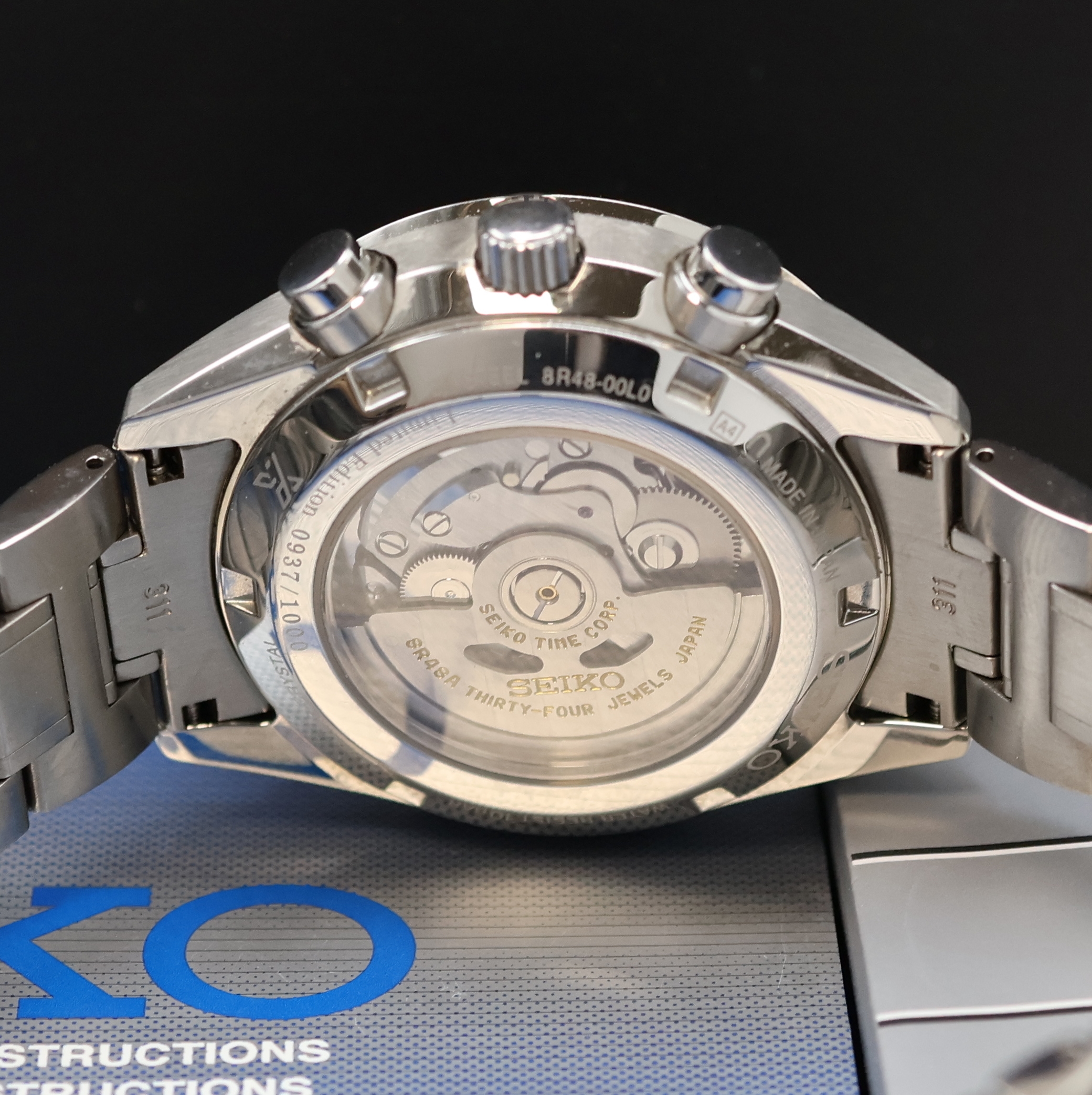 Detail d: SEIKO Prospex auf 1000 Stück limitierter Armbandchronograph in Stahl, Japan um 2019, Automatik, beids. vergl. Geh. inkl. orig. Gliederband m. ...