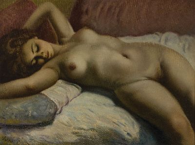 Image 26951676 - Helmut Breuninger, 1921-1998, liegender Akt, Öl/Lwd, links unten signiert, ca. ...