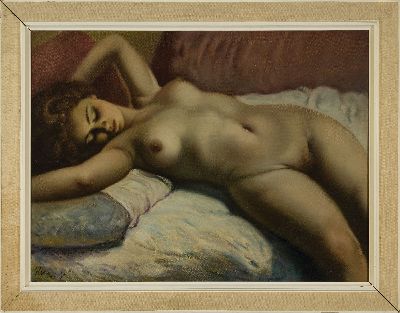 26951676k - Helmut Breuninger, 1921-1998, liegender Akt, Öl/Lwd, links unten signiert, ca. ...