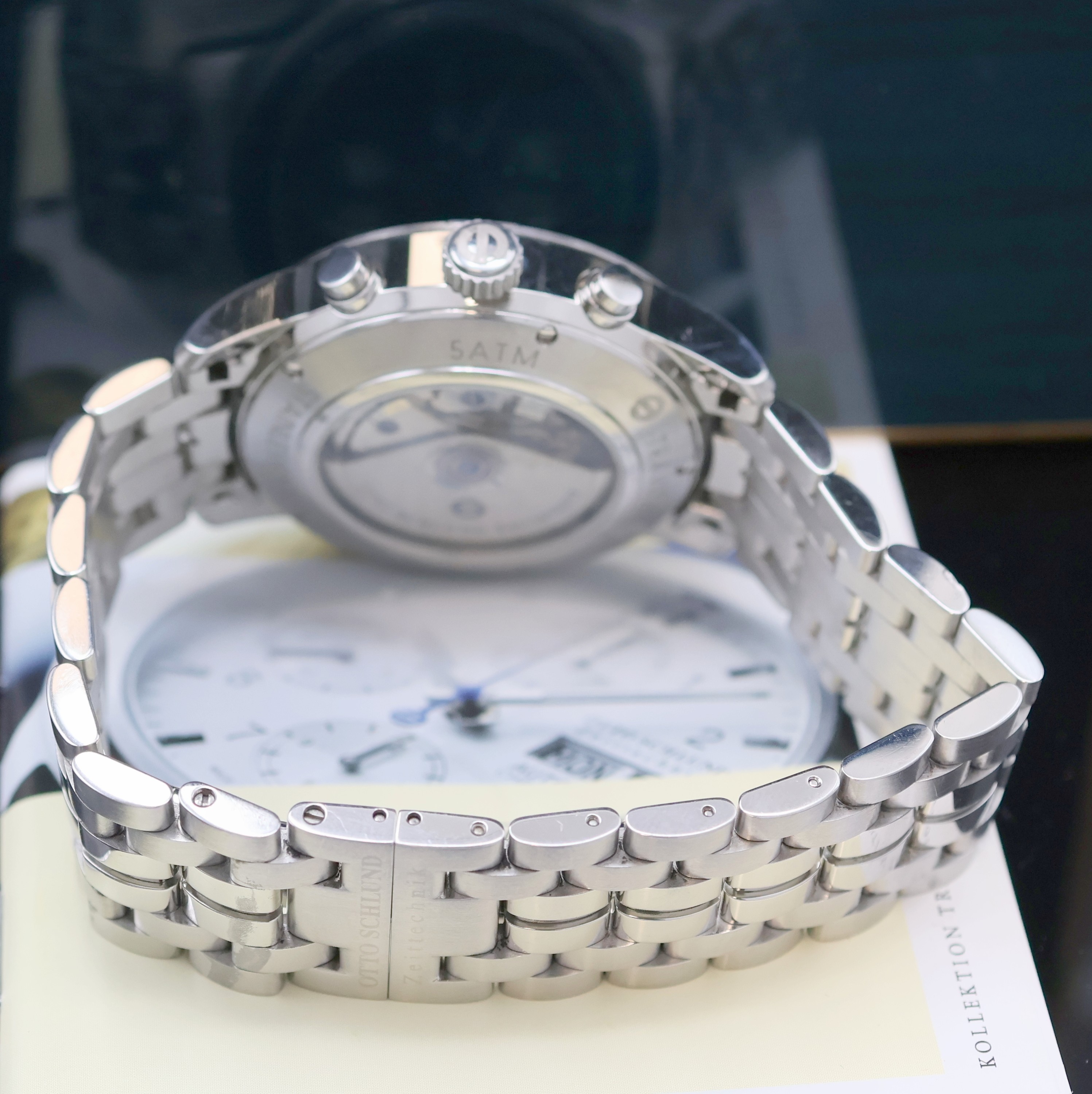 Detail b: OTTO SCHLUND Travita Armbandchronograph in Stahl, Deutschland verk. lt. beil. Pap. 12/2019, Automatik, beids. vergl. Geh. inkl. orig. Gliederband m. ...