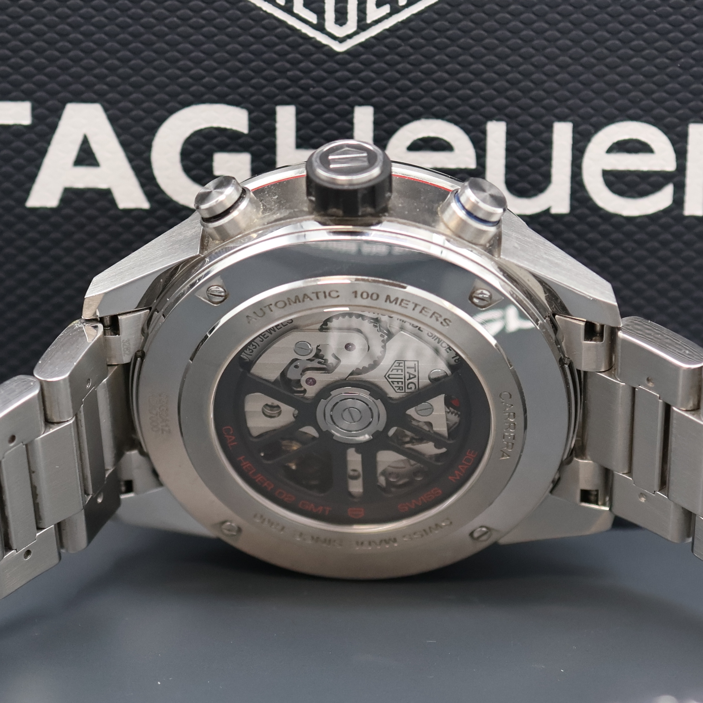 Detail d: TAG HEUER Schaltradchronograph Carrera H02, Automatik, beids. vergl. Edelstahlgeh. inkl. Gliederband m. Faltschl., Boden 4-fach verschr., skelett. ...
