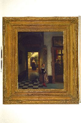 26951703k - Willem Linnig, 1819 Antwerpen-1885, belg. Künstler, Interieur, Mädchen mit ...