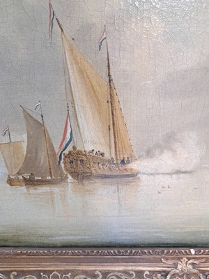 26951710p - Umkreis Willem II van de Velde, 1633-1707, "Zeegezicht met Schepen" so verso ...