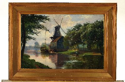 26951718k - Daniel Clement Petersen, dat. 1896, sommerliche Flußlandschaft mit Mühle, ...