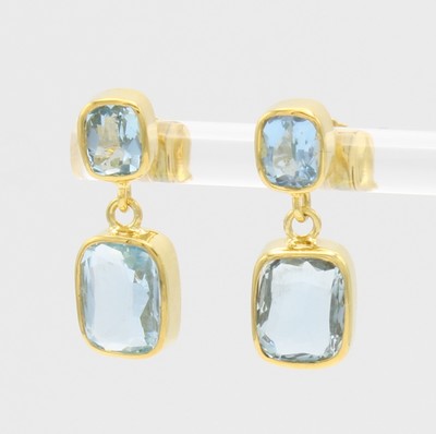 Image Paar Ohrstecker mit Aquamarinen, GG 585/000,4 fac. Aquamarine zus. ca. 4.60 ct ...
