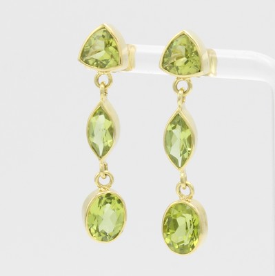 Image Paar Ohrstecker mit Peridotabhängungen, GG 585/000, Peridots in versch. ...
