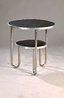 Image Kleiner Beistelltisch, sog. Schlaufentisch, von Mauser, ca. 1950, Stahluntergestell ...