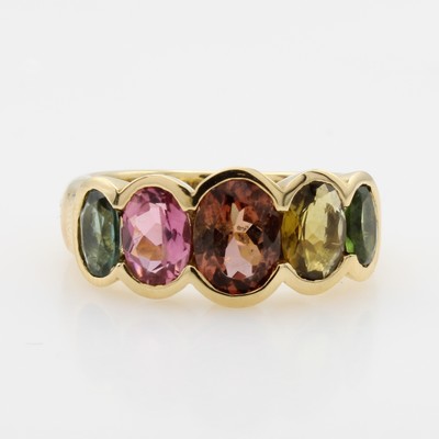 Image 26951944 - Ring mit Turmalinen, GG 750/000, 5 facett., bunte Turmaline zus. ca. 3.47 ct, RW ca. 57 ...