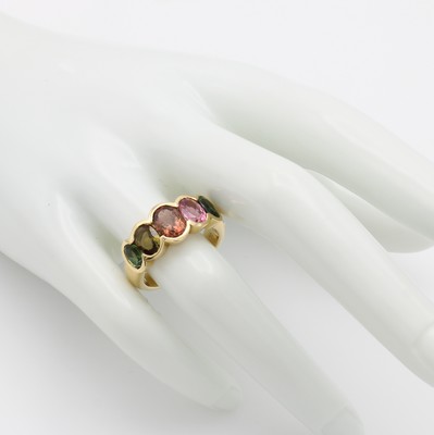 26951944a - Ring mit Turmalinen, GG 750/000, 5 facett., bunte Turmaline zus. ca. 3.47 ct, RW ca. 57 ...