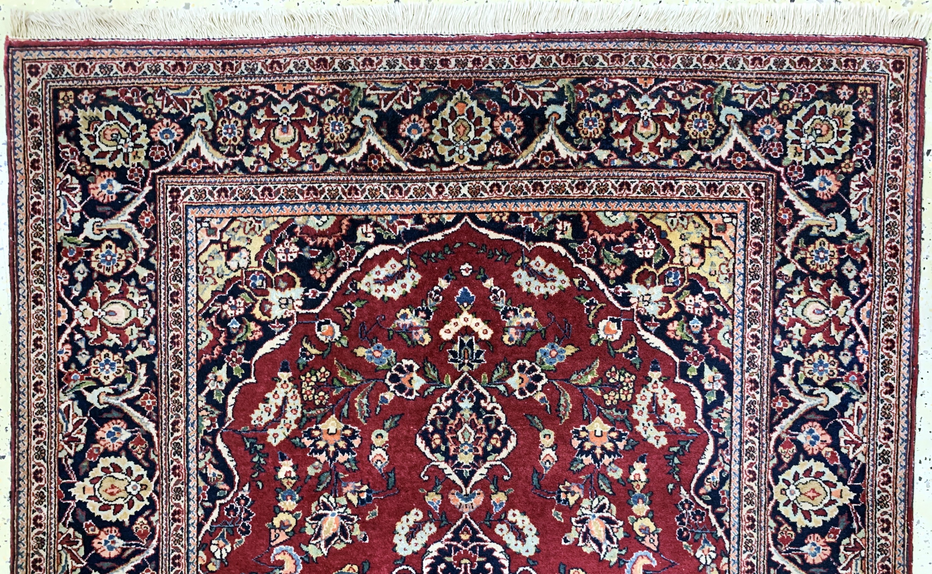 Detail a: Antiker Keschan kork, Persien, um 1900, Korkwolle, ca. 205 x 130 cm, EHZ: 2, Fransen erneuert
