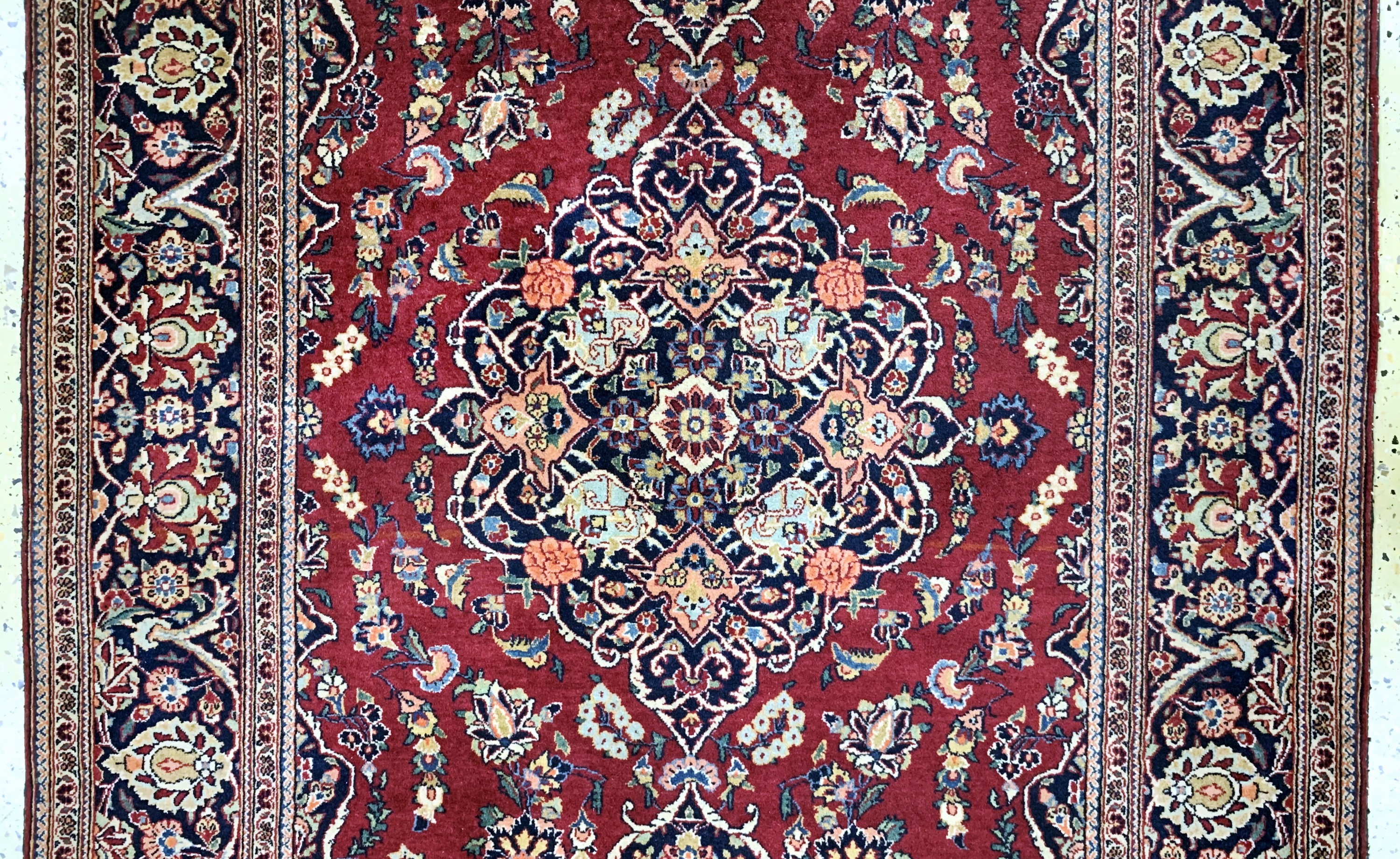 Detail b: Antiker Keschan kork, Persien, um 1900, Korkwolle, ca. 205 x 130 cm, EHZ: 2, Fransen erneuert