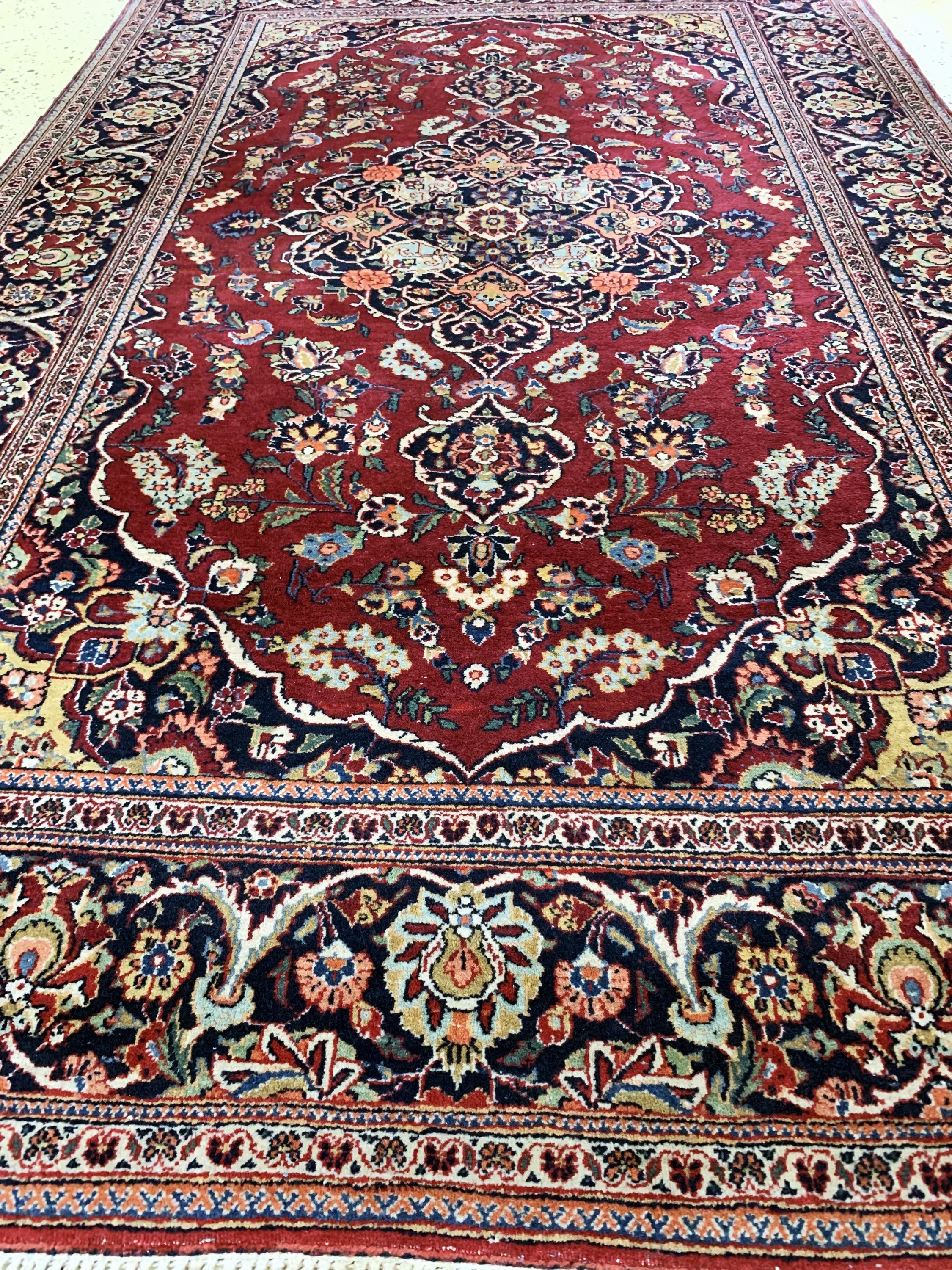 Detail d: Antiker Keschan kork, Persien, um 1900, Korkwolle, ca. 205 x 130 cm, EHZ: 2, Fransen erneuert