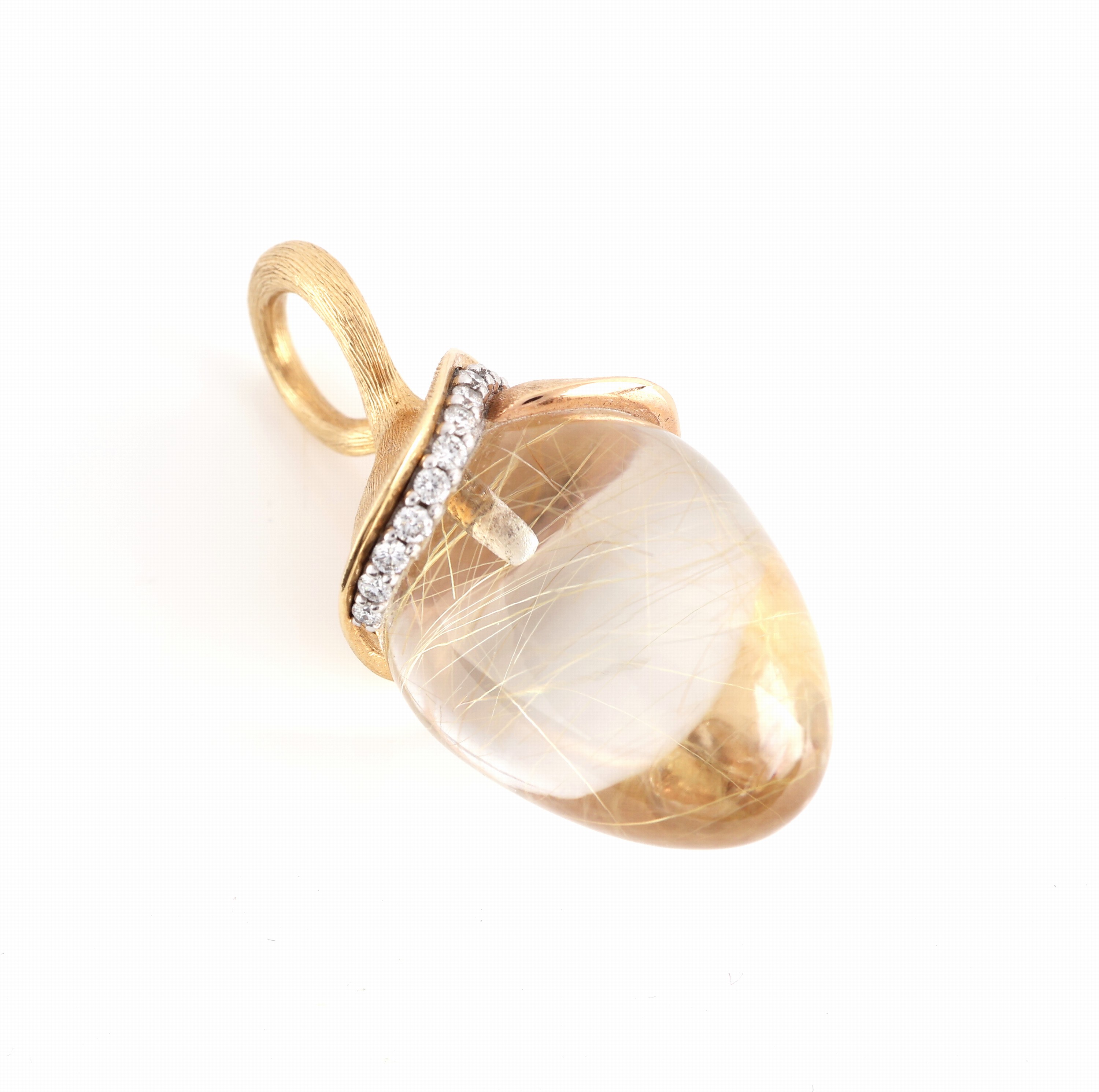 Detail a: 18 kt Gold OLE LYNGGAARD Quarz-Brillant- Anhänger, GG/RoseG 750/000, Modell Lotus, z.T. fein sat., bes. mit 12 Brillanten zus. ca. 0.10 ct feines ...