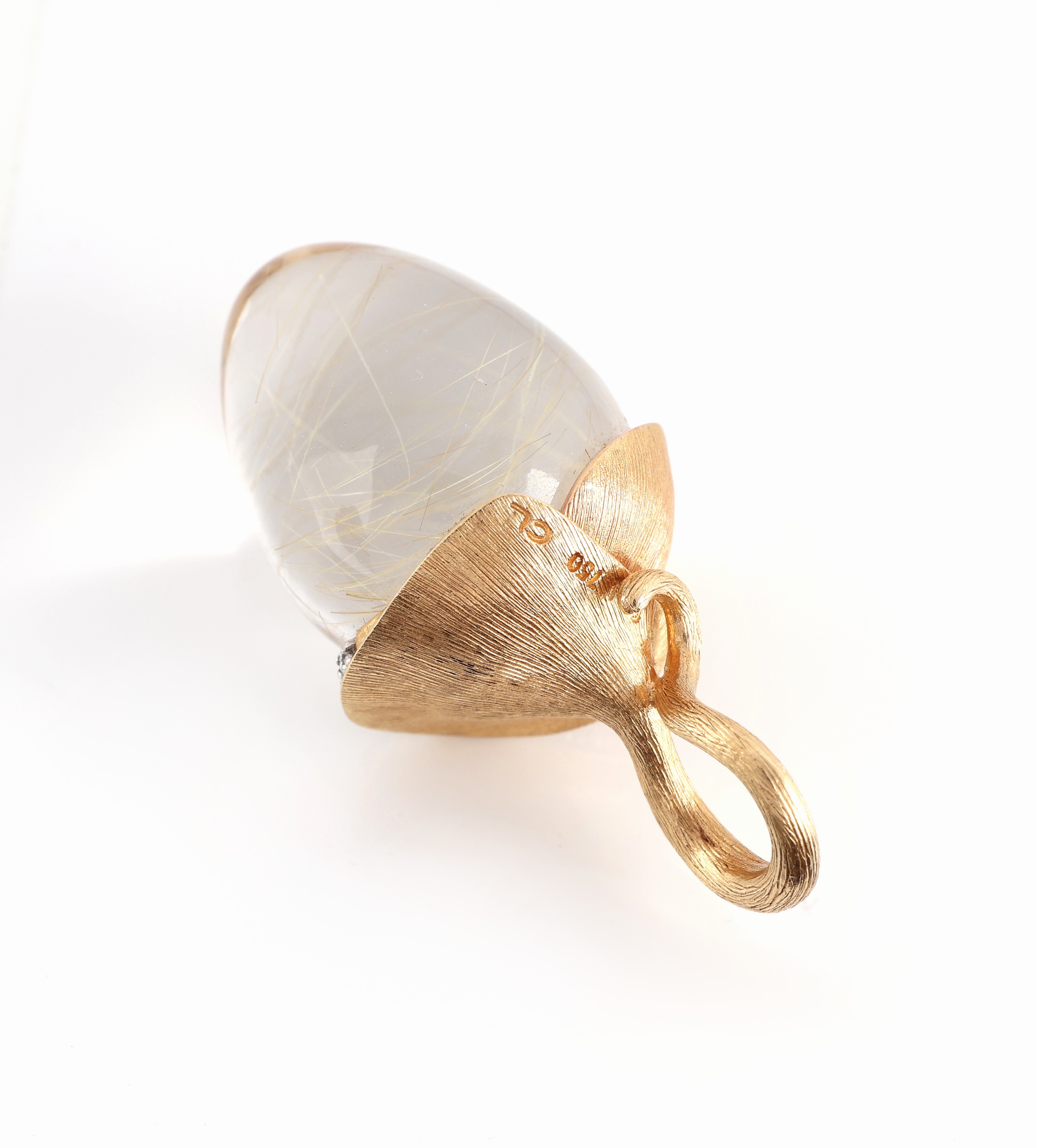 Detail b: 18 kt Gold OLE LYNGGAARD Quarz-Brillant- Anhänger, GG/RoseG 750/000, Modell Lotus, z.T. fein sat., bes. mit 12 Brillanten zus. ca. 0.10 ct feines ...