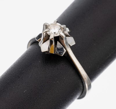 Image 26952203 - 18 kt Gold Brillant-Ring, WG 750/000, Brillant ca. 0.18 ct Weiß/vs, ca. 3.0 g, RW ...