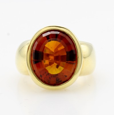 Image 26952284 - Ring mit Citrin, GG 585/000, ovaler Citrin im Schachbrett-Schliff ca. 6.50 ct, RW ca. 55 ...