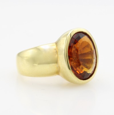 26952284a - Ring mit Citrin, GG 585/000, ovaler Citrin im Schachbrett-Schliff ca. 6.50 ct, RW ca. 55 ...