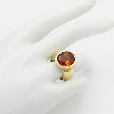 26952284b - Ring mit Citrin, GG 585/000, ovaler Citrin im Schachbrett-Schliff ca. 6.50 ct, RW ca. 55 ...