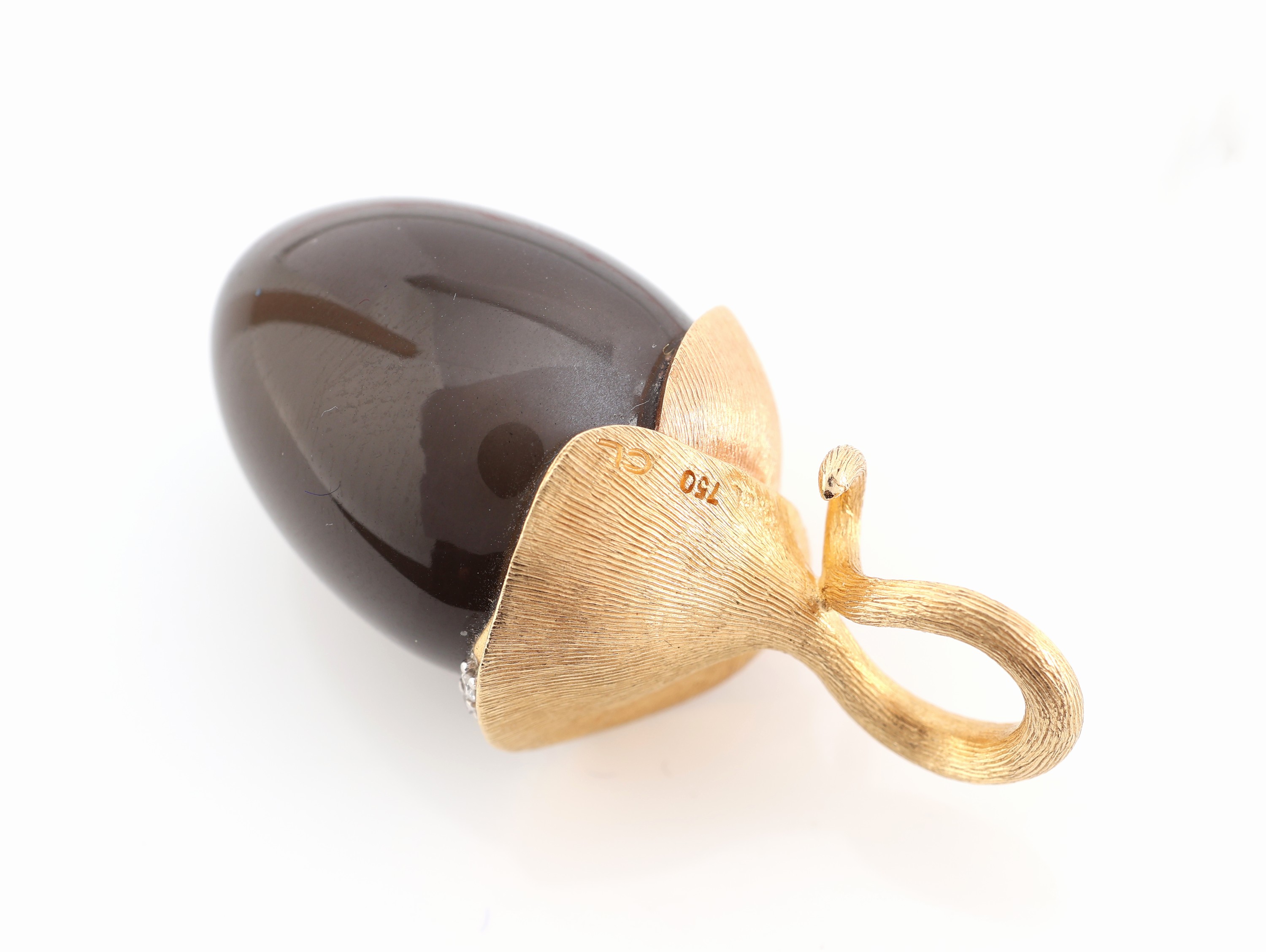 Detail a: 18 kt Gold OLE LYNGGAARD Mondstein-Brillant- Anhänger, GG/RoseG 750/000, Modell Lotus, z.T. fein sat., bes. mit 12 Brillanten zus. ca. 0.10 ct ...
