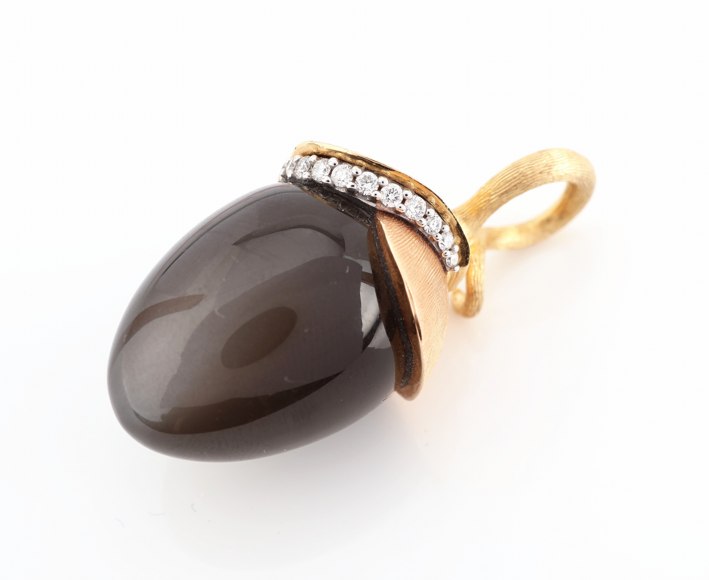 Detail b: 18 kt Gold OLE LYNGGAARD Mondstein-Brillant- Anhänger, GG/RoseG 750/000, Modell Lotus, z.T. fein sat., bes. mit 12 Brillanten zus. ca. 0.10 ct ...