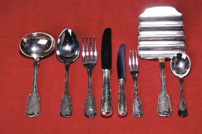 Image Silberbesteck Alt Faden, Silbermanufaktur Gebr. Reiner, 800er, 12 Menuemesser, 12 ...