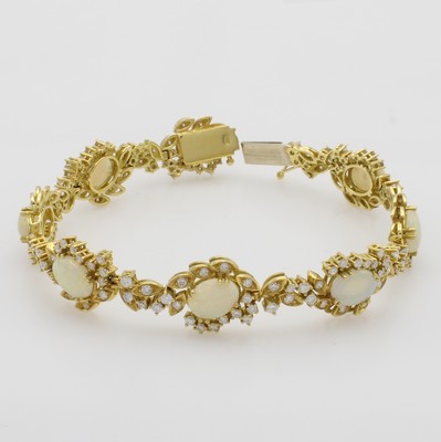 26952389a - Armband mit Opalen und Brillanten, GG 750/000, florales Design, ovale Opale v. ...