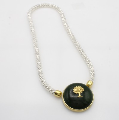 26952398a - Wechselschließe mit Jade an Kette, 925er Silber z.T. verg., Kette im ...