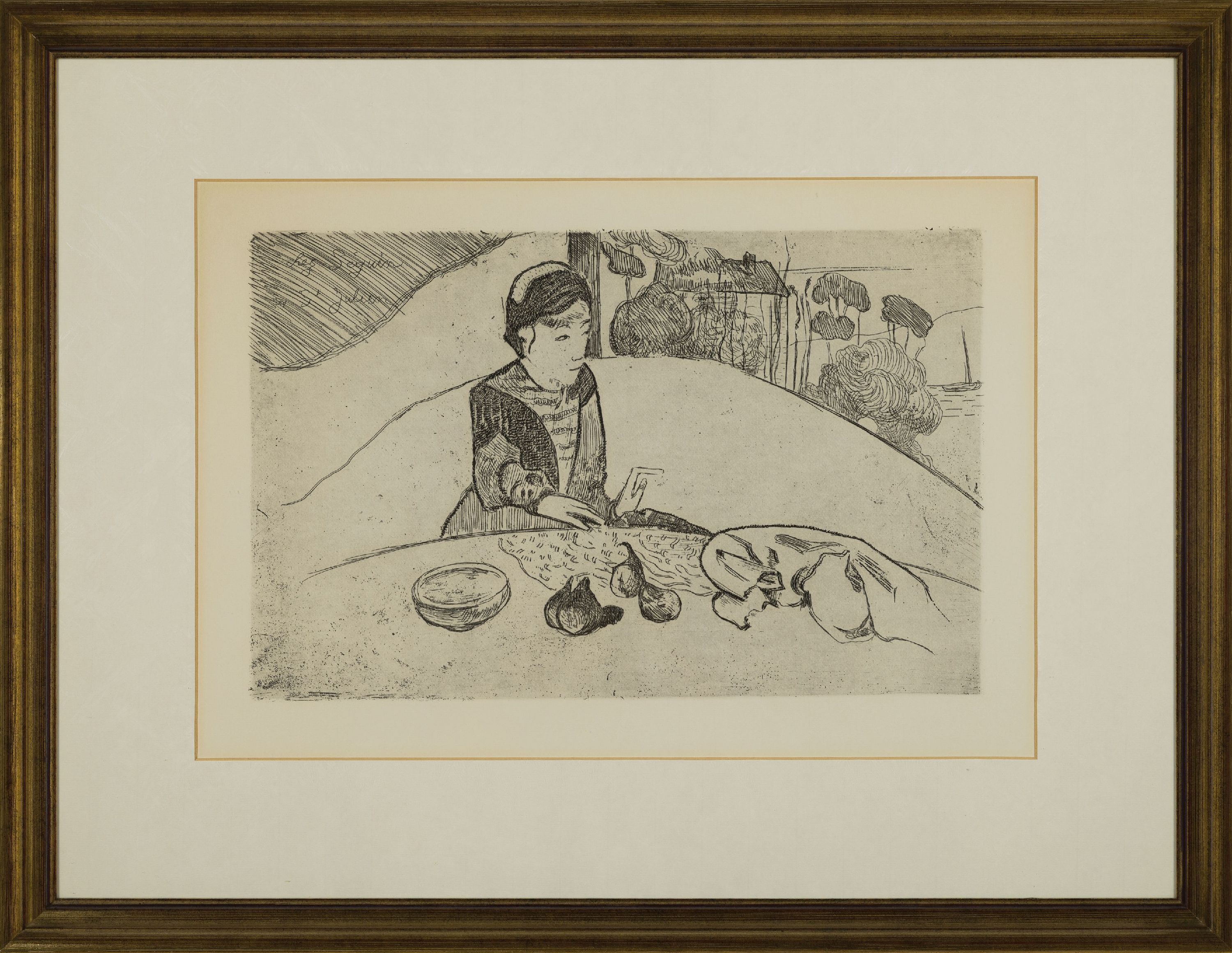 Detail k: Paul Gauguin, 1848 Paris-1903 Atuona auf Hiva Oa, La femme aux Figues, Radierung von 1894, in der Platte bez.: chez Seguin St. Julien, ca. 26x41cm, ...