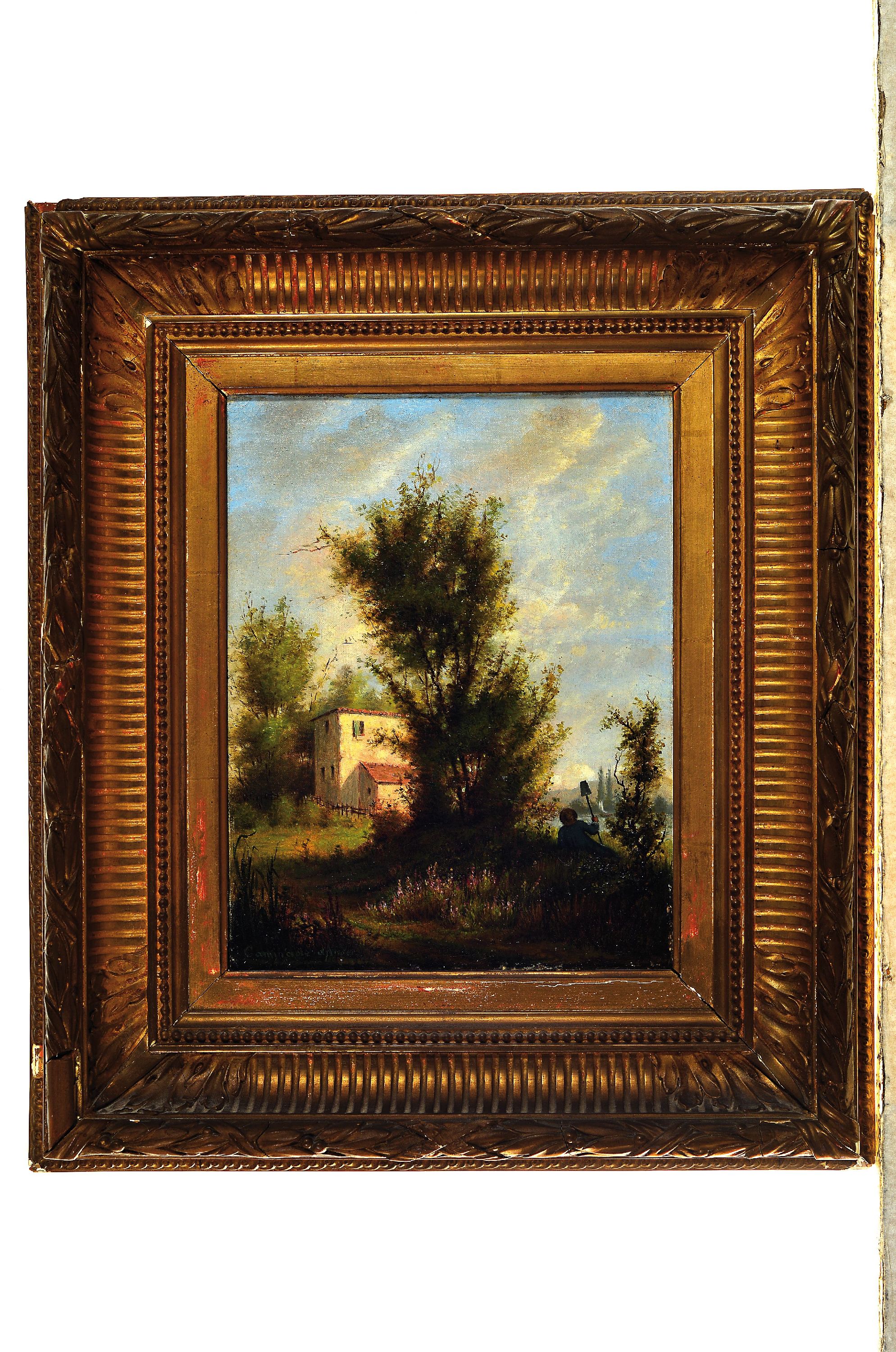 Detail k: Caminade D'Angers, frz. Künstler des 19.Jh., südfranzösische Landschaft mit Bauer bei der Rast, links unten signiert, Öl/Lwd, l. ...