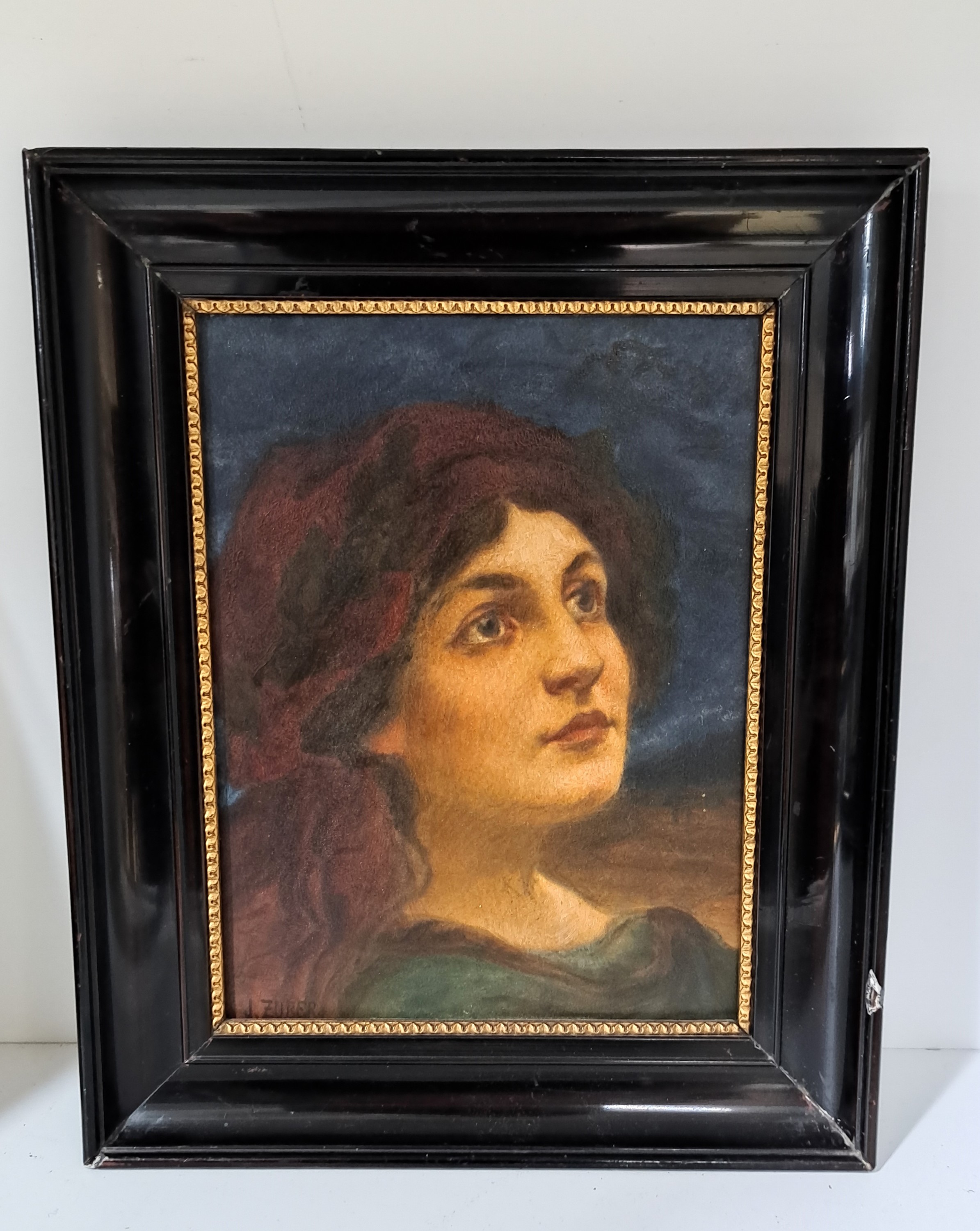 Detail i: Julius Zuber, 1861 Stanislau/Galizien-1910, 2 Pendants, Porträts junger Frauen, Öl/Holz, links bzw. rechts unten signiert, je ca. 20x15cm, R. ca. ...