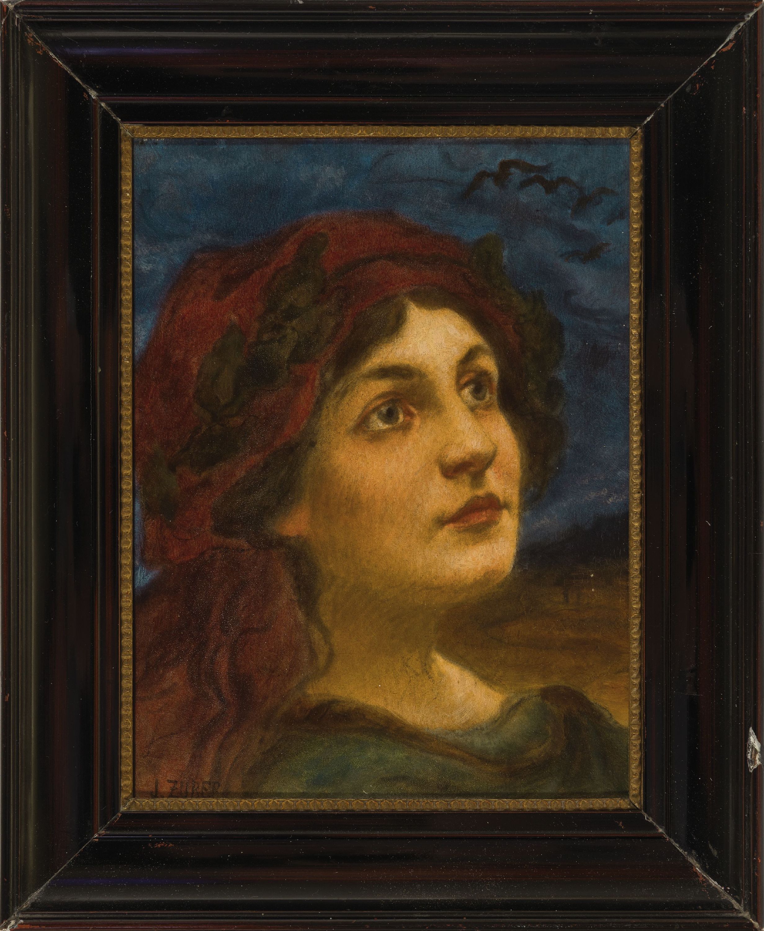 Detail m: Julius Zuber, 1861 Stanislau/Galizien-1910, 2 Pendants, Porträts junger Frauen, Öl/Holz, links bzw. rechts unten signiert, je ca. 20x15cm, R. ca. ...