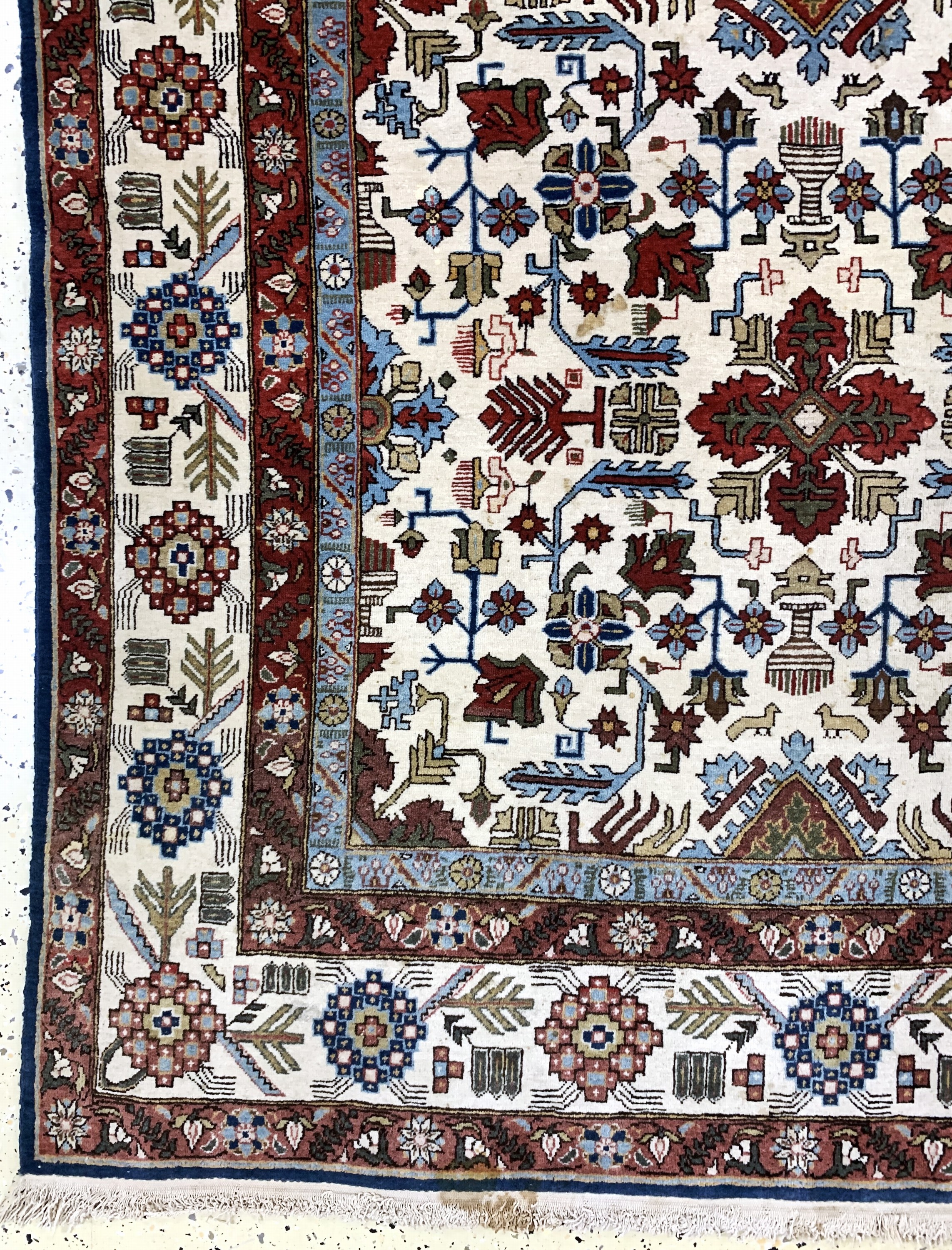 Detail b: Ghom Kork alt, Persien, Mitte 20.Jhd, Korkwolle auf Baumwolle, ca. 328 x 226 cm, EHZ: 2(fleckig)