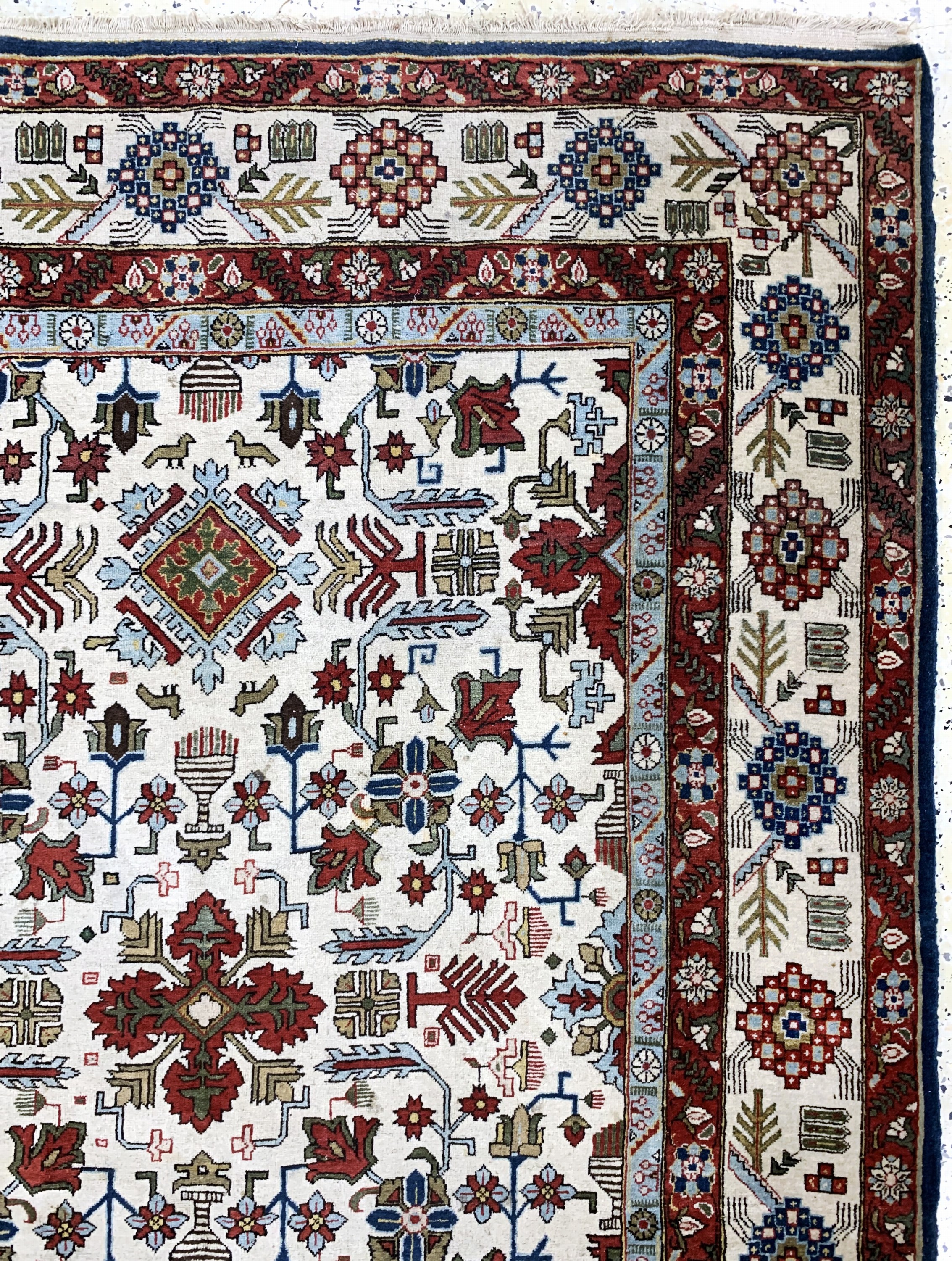 Detail e: Ghom Kork alt, Persien, Mitte 20.Jhd, Korkwolle auf Baumwolle, ca. 328 x 226 cm, EHZ: 2(fleckig)