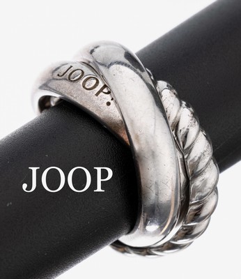 Image JOOP Ring, 925er Silber, 3 in sich verschlungene Ringe, 2x glatte Form, 1x gekordelt, ...