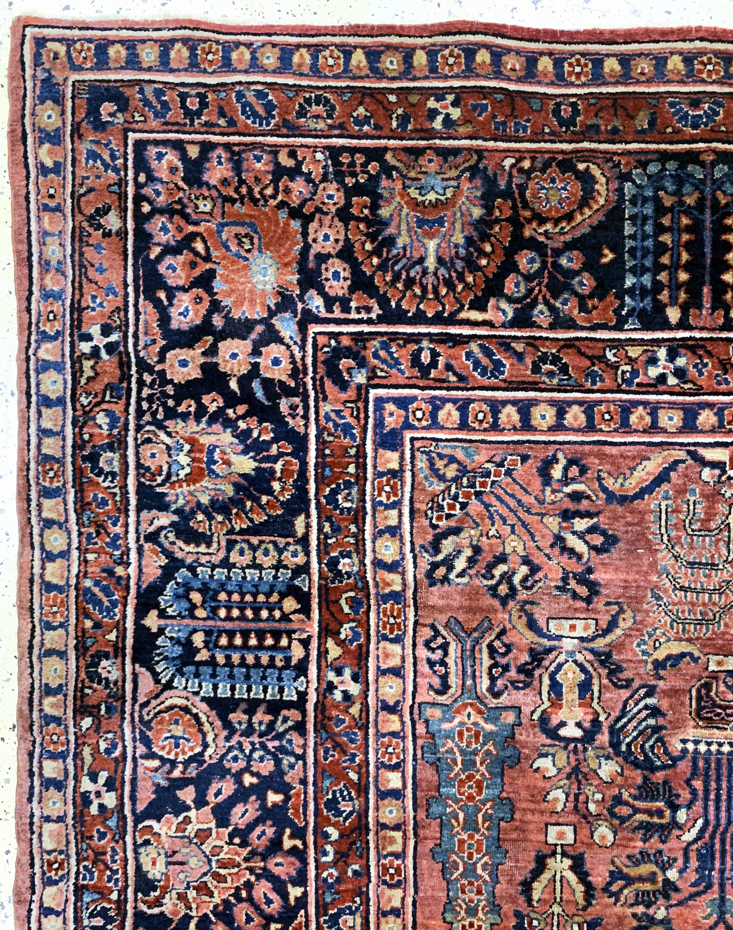 Detail d: Us Re-Import Sarogh antik, Persien, um 1900, Wolle auf Baumwolle, ca. 363 x 270 cm, EHZ: 3