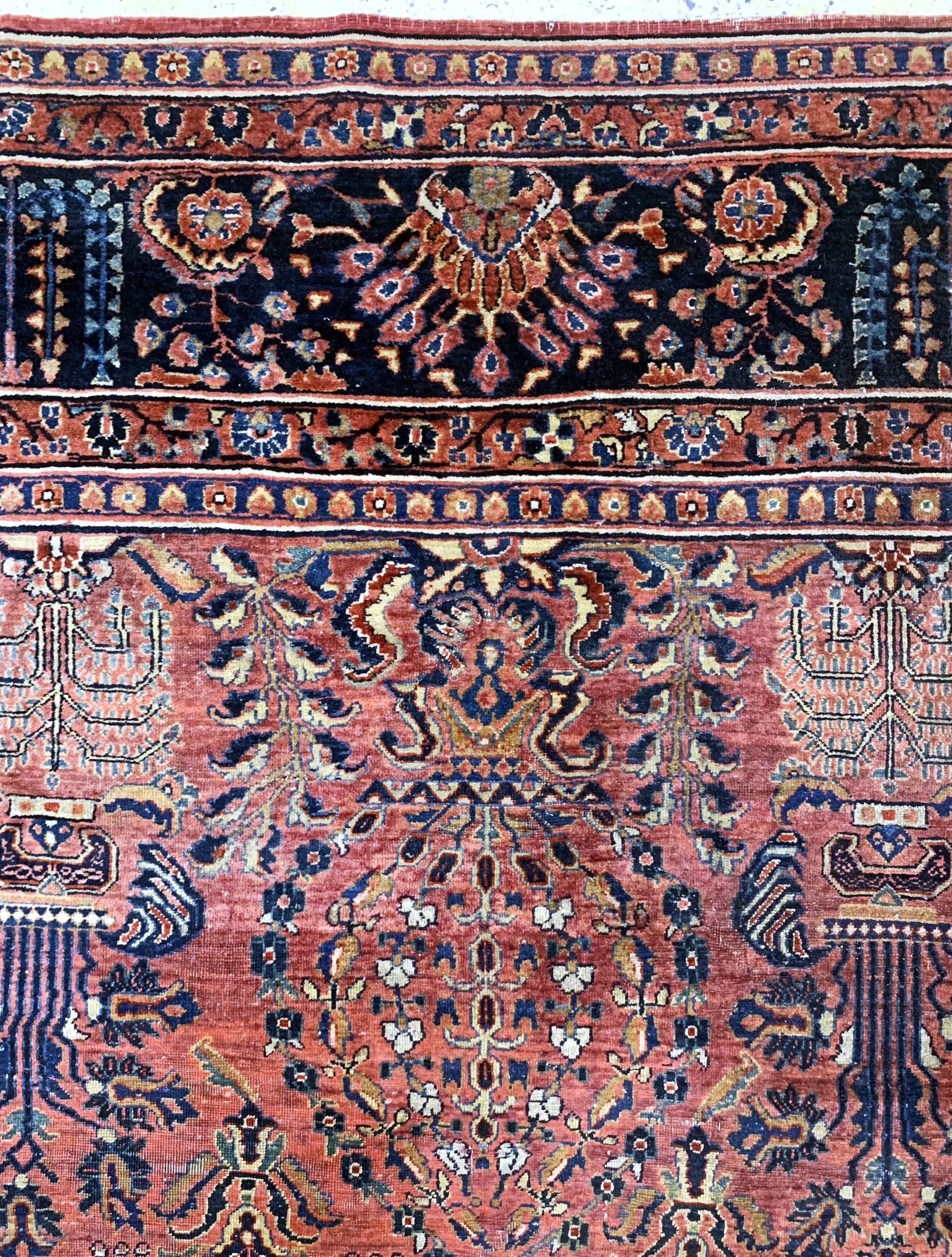 Detail e: Us Re-Import Sarogh antik, Persien, um 1900, Wolle auf Baumwolle, ca. 363 x 270 cm, EHZ: 3